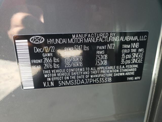 5NMS3DAJ7PH535318 - 2023 HYUNDAI SANTA FE SEL PREMIUM SILVER photo 12