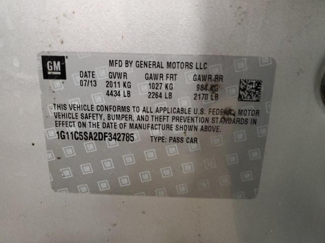 1G11C5SA2DF342785 - 2013 CHEVROLET MALIBU 1LT SILVER photo 12