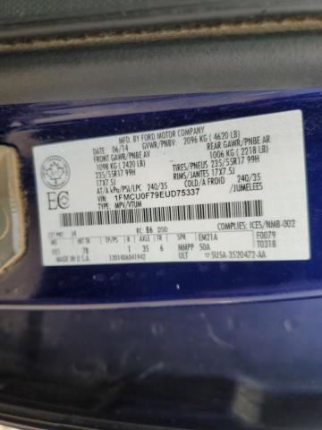 1FMCU0F79EUD75337 - 2014 FORD ESCAPE S BLUE photo 14