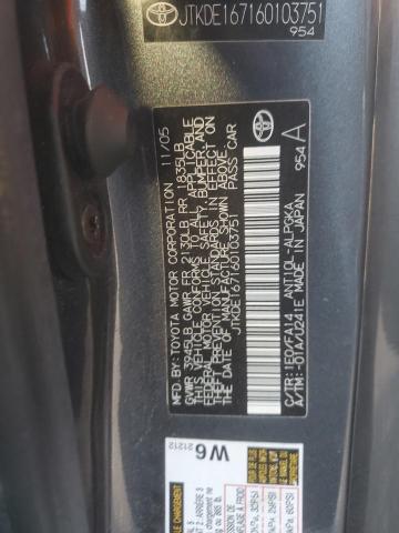 JTKDE167160103751 - 2006 TOYOTA SCION TC შავი ფოტო 12