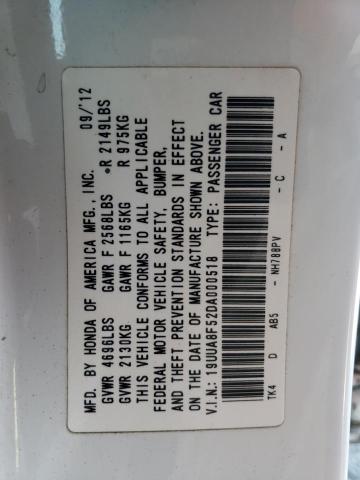 19UUA8F52DA000518 - 2013 ACURA TL TECH WHITE photo 12
