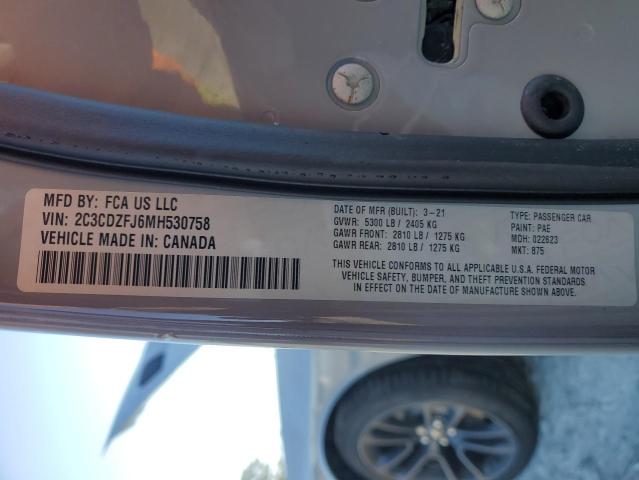 2C3CDZFJ6MH530758 - 2021 DODGE CHALLENGER R/T SCAT PACK GRAY photo 12