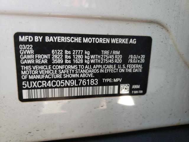 5UXCR4C05N9L76183 - 2022 BMW X5 SDRIVE 40I WHITE photo 13