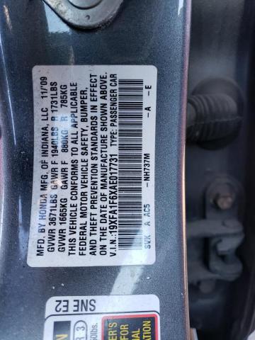 19XFA1F6XAE017731 - 2010 HONDA CIVIC LX-S Մոխրագույն լուսանկար 12