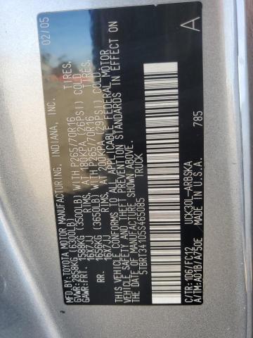 5TBRT34105S465085 - 2005 TOYOTA TUNDRA ACCESS CAB SR5 SILVER photo 12