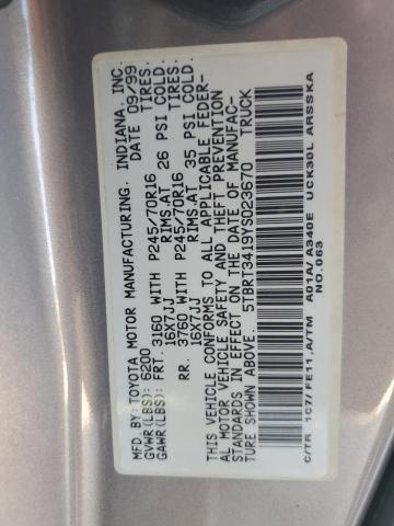 5TBRT3419YS023670 - 2000 TOYOTA TUNDRA ACCESS CAB ვერცხლისფერი ფოტო 12