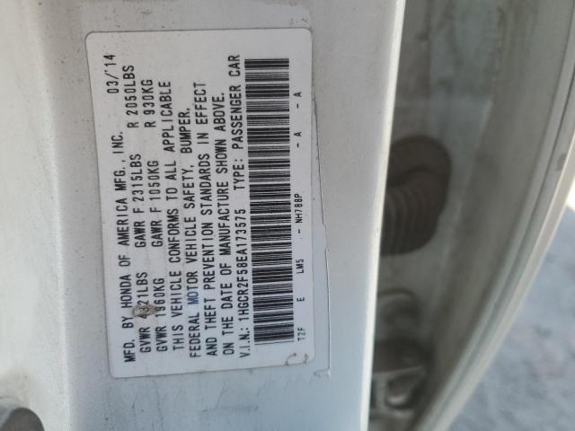 1HGCR2F58EA173575 - 2014 HONDA ACCORD SPORT WHITE photo 12