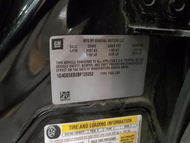 1G4GE5ED2BF126252 - 2011 BUICK LACROSSE CXS BLACK photo 12