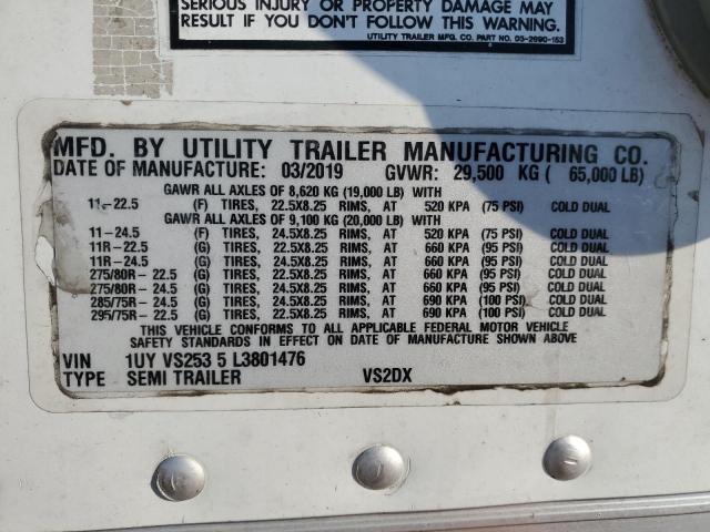 1UYVS2535L3801476 - 2020 UTILITY 53 FT DRY WHITE photo 10