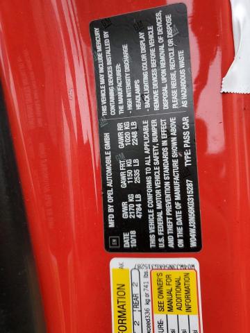 W04WJ3N56KG315287 - 2019 BUICK CASCADA SPORT TOURING RED photo 13