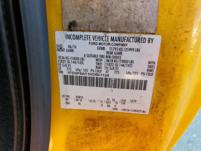 1FDNF6AY1HDB01124 - 2017 FORD F650 SUPER DUTY YELLOW photo 10