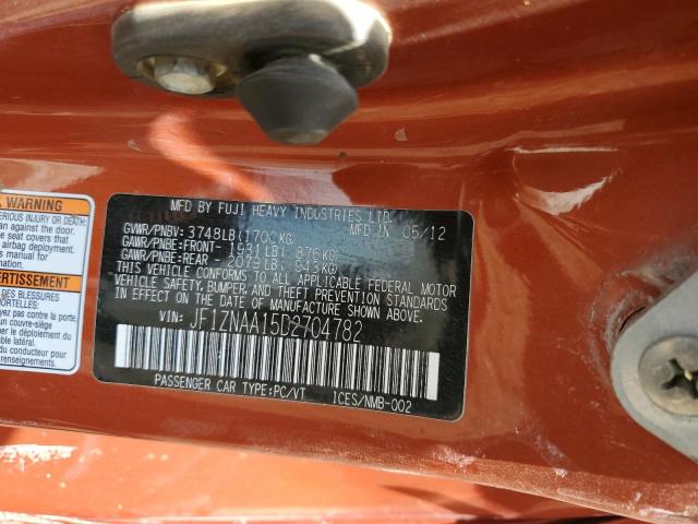 JF1ZNAA15D2704782 - 2013 TOYOTA SCION FR-S ORANGE photo 12