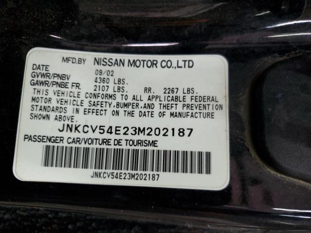 JNKCV54E23M202187 - 2003 INFINITI G35 BLACK photo 13