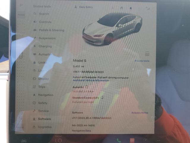 5YJSA1E52NF493933 - 2022 TESLA MODEL S Սպիտակ լուսանկար 9