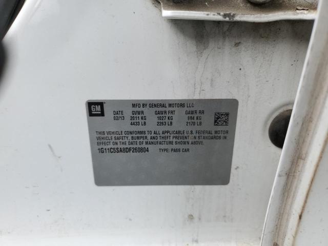 1G11C5SA8DF260804 - 2013 CHEVROLET MALIBU 1LT 白色 照片 12