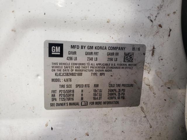 KL4CJCSB2HB021808 - 2017 BUICK ENCORE ESSENCE WHITE photo 12