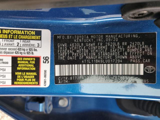 4T1L11BK6LU017294 - 2020 TOYOTA CAMRY SE LE 蓝色 照片 13