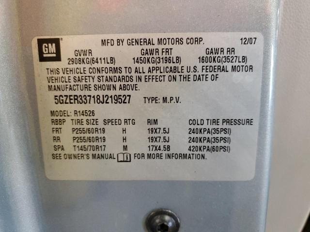 5GZER33718J219527 - 2008 SATURN OUTLOOK XR ნაცრისფერი ფოტო 13