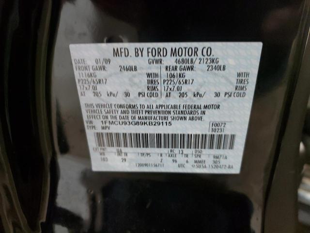 1FMCU93G89KB29115 - 2009 FORD ESCAPE XLT BLACK photo 13