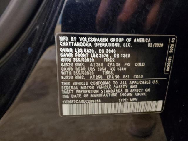 1V26E2CA0LC209266 - 2020 VOLKSWAGEN ATLAS CROS SE Черный фото 13