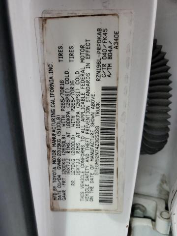 5TEGM92N74Z365328 - 2004 TOYOTA TACOMA DOUBLE CAB PRERUNNER WHITE photo 12