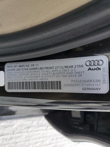 WAUGGAFC2CN053157 - 2012 AUDI A6 PREMIUM PLUS BLACK photo 12