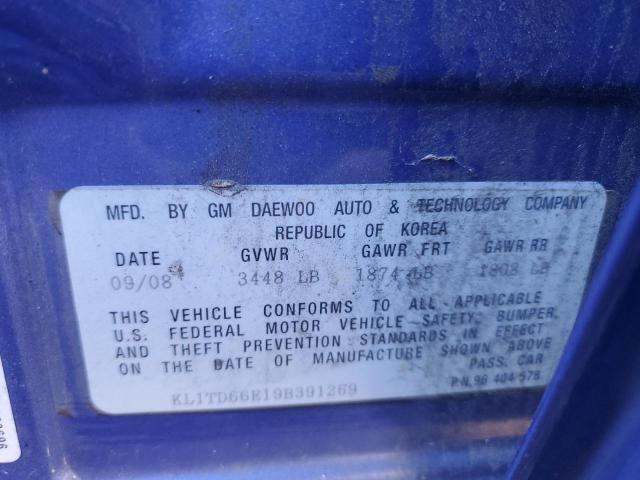 KL1TD66E19B391269 - 2009 CHEVROLET AVEO LS 蓝色 照片 12