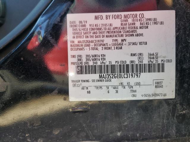 MAJ3S2GE0LC319797 - 2020 FORD ECOSPORT SE 黑色 照片 12