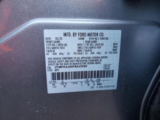 2FMPK4J95PBA25686 - 2023 FORD EDGE SEL SILVER photo 13