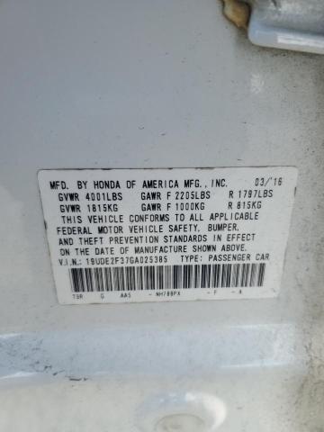 19UDE2F37GA025385 - 2016 ACURA ILX BASE WATCH PLUS WHITE photo 12