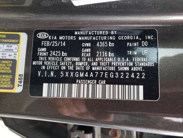 5XXGM4A77EG322422 - 2014 KIA OPTIMA LX GRAY photo 12