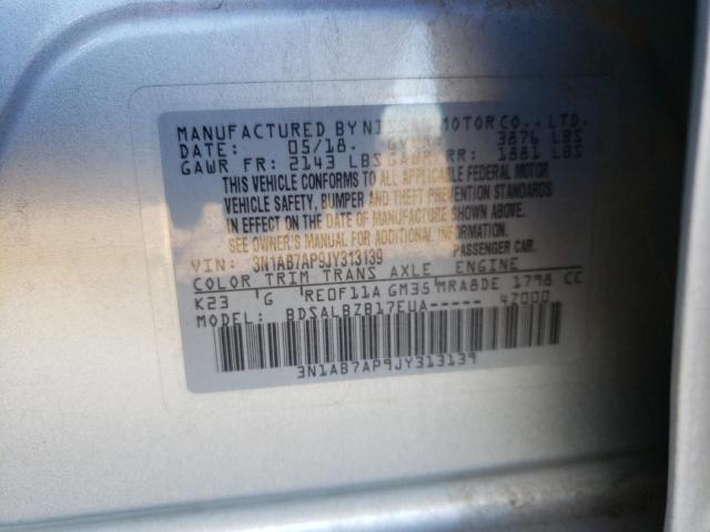 3N1AB7AP9JY313139 - 2018 NISSAN SENTRA S SILVER photo 13