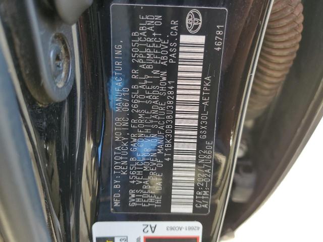 4T1BK3DB3BU382841 - 2011 TOYOTA AVALON BASE 黑色 照片 12