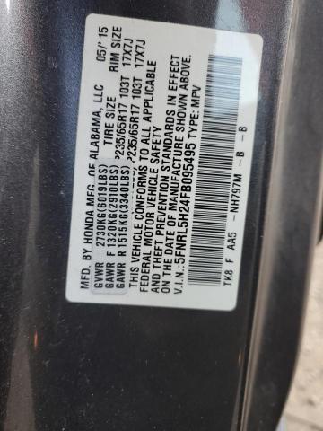 5FNRL5H24FB095495 - 2015 HONDA ODYSSEY LX GRAY photo 13