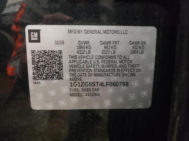 1G1ZG5ST4LF060798 - 2020 CHEVROLET MALIBU RS 黑色 照片 12