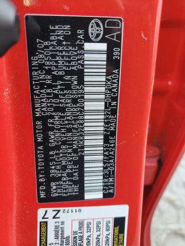 2T1KR32E88C700195 - 2008 TOYOTA COROLLA MA XR RED photo 12