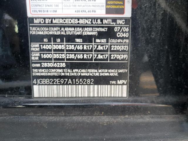 4JGBB22E97A155282 - 2007 MERCEDES-BENZ ML 320 CDI BLACK photo 13