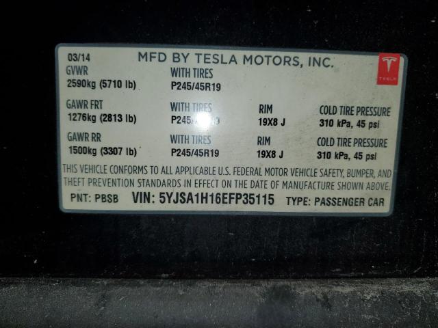 5YJSA1H16EFP35115 - 2014 TESLA MODEL S Grafit foto 12
