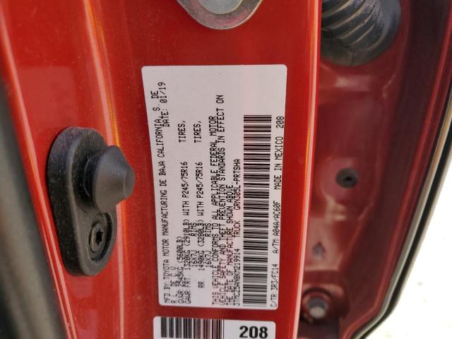 3TMCZ5AN8KM219914 - 2019 TOYOTA TACOMA DOUBLE CAB RED photo 12