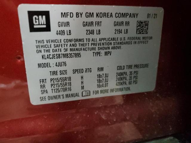 KL4CJESB7MB357895 - 2021 BUICK ENCORE PREFERRED RED photo 13