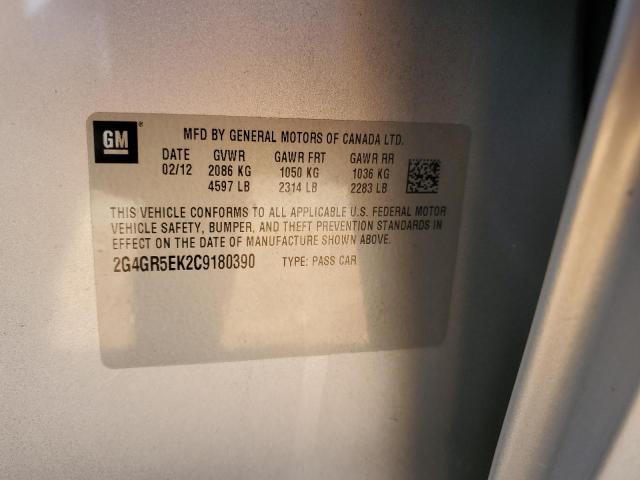 2G4GR5EK2C9180390 - 2012 BUICK REGAL 白色 照片 12