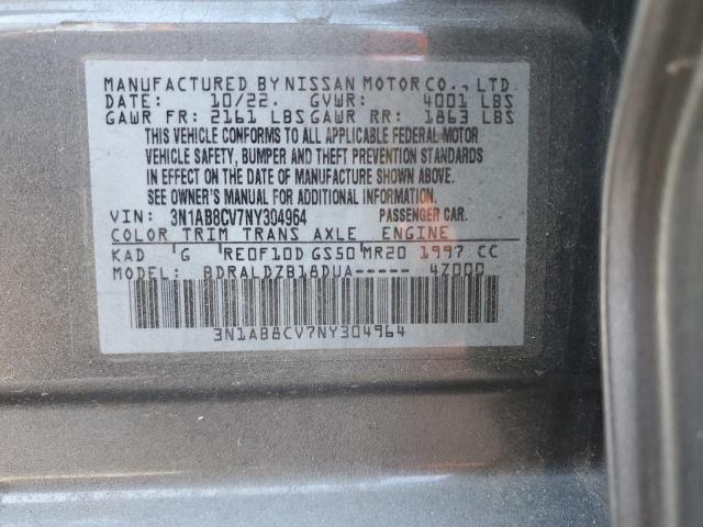 3N1AB8CV7NY304964 - 2022 NISSAN SENTRA SV CHARCOAL photo 12