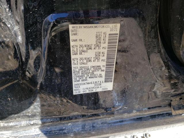 1N6ED1EK7NN618711 - 2022 NISSAN FRONTIER S BLACK photo 12