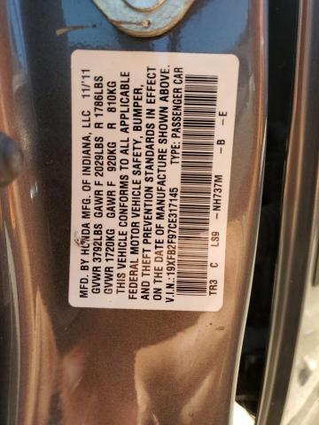 19XFB2F97CE317145 - 2012 HONDA CIVIC EXL 灰色 照片 13