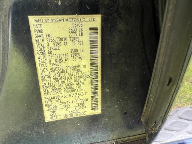 5N1AR18U56C672937 - 2006 NISSAN PATHFINDER LE BLUE photo 10
