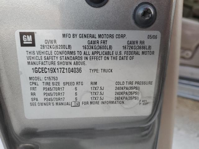 1GCEC19X17Z104036 - 2007 CHEVROLET SILVERADO C1500 CLASSIC Qəhvəyi foto 12