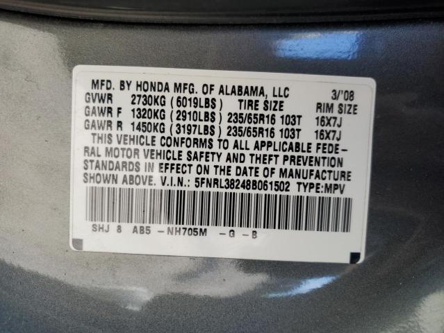 5FNRL38248B061502 - 2008 HONDA ODYSSEY LX GRAY photo 13