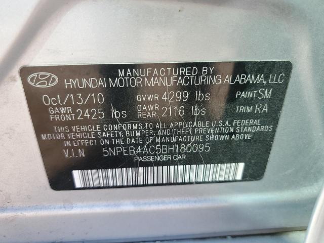 5NPEB4AC5BH180095 - 2011 HYUNDAI SONATA GLS SILVER photo 12