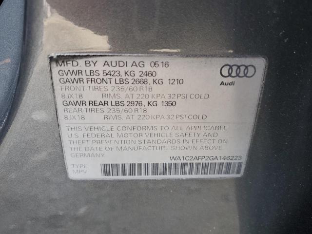 WA1C2AFP2GA146223 - 2016 AUDI Q5 PREMIUM GRAY photo 12