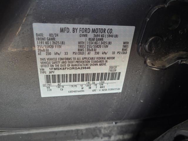 1FMSK8FH3RGA29846 - 2024 FORD EXPLORER LIMITED GRAY photo 13